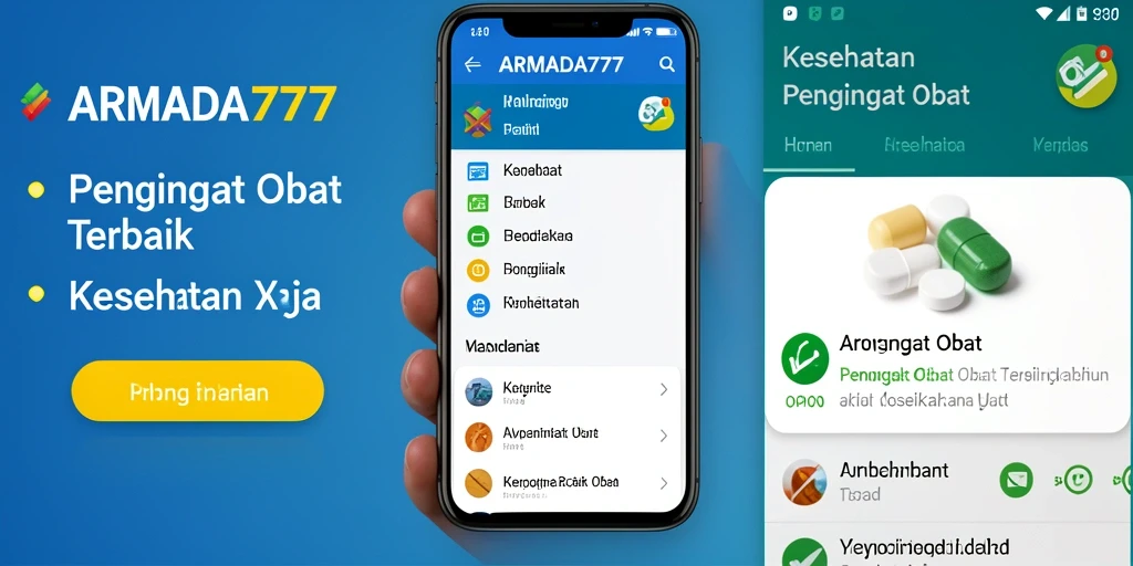 Tampilan antarmuka aplikasi Pengingat Obat ARMADA777 yang menarik dan informatif.