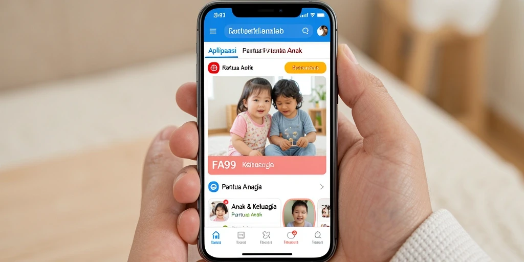 Tampilan antarmuka aplikasi FA99 yang intuitif untuk memantau anak.