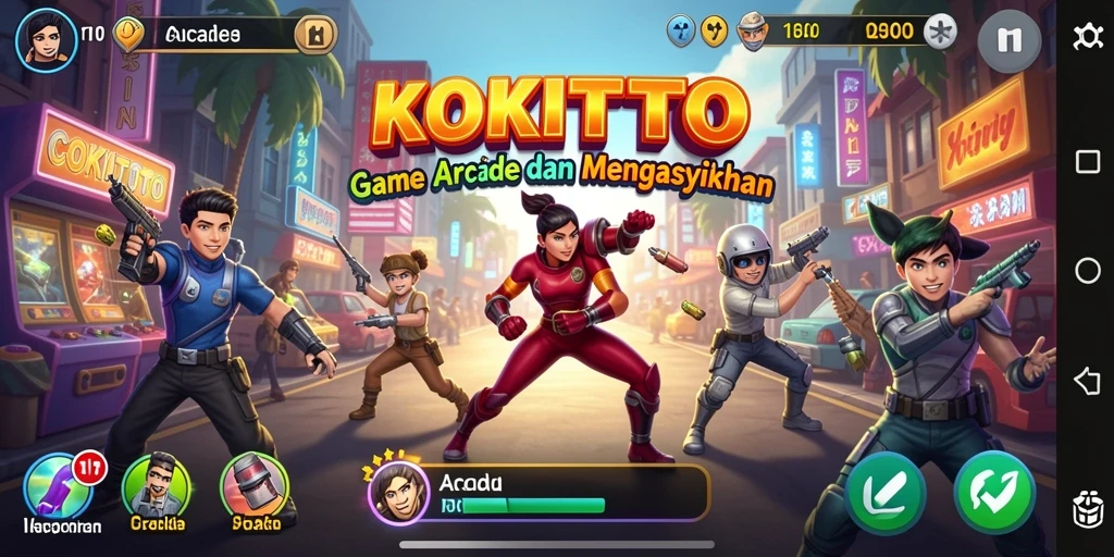 Antarmuka menarik dan penuh warna dari KOKITOTO saat bermain.