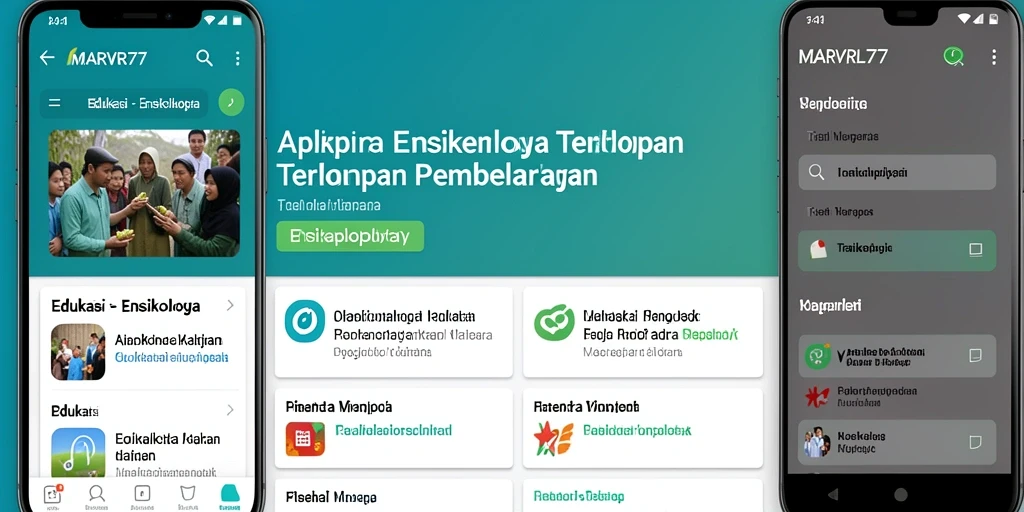 Antarmuka aplikasi MARVRL77 dengan fitur Ensiklopedia yang edukatif.