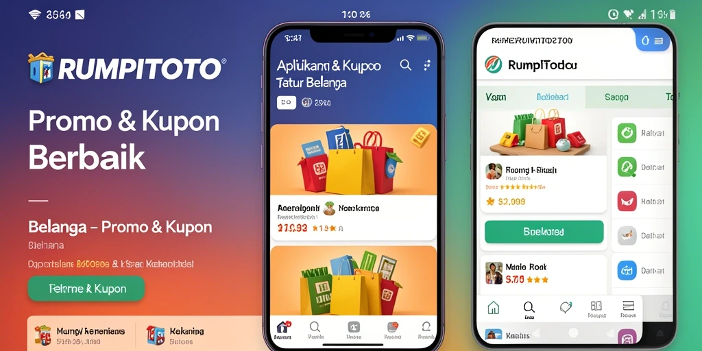 Tampilan antarmuka RUMPITOTO dengan berbagai kupon dan promo menarik.