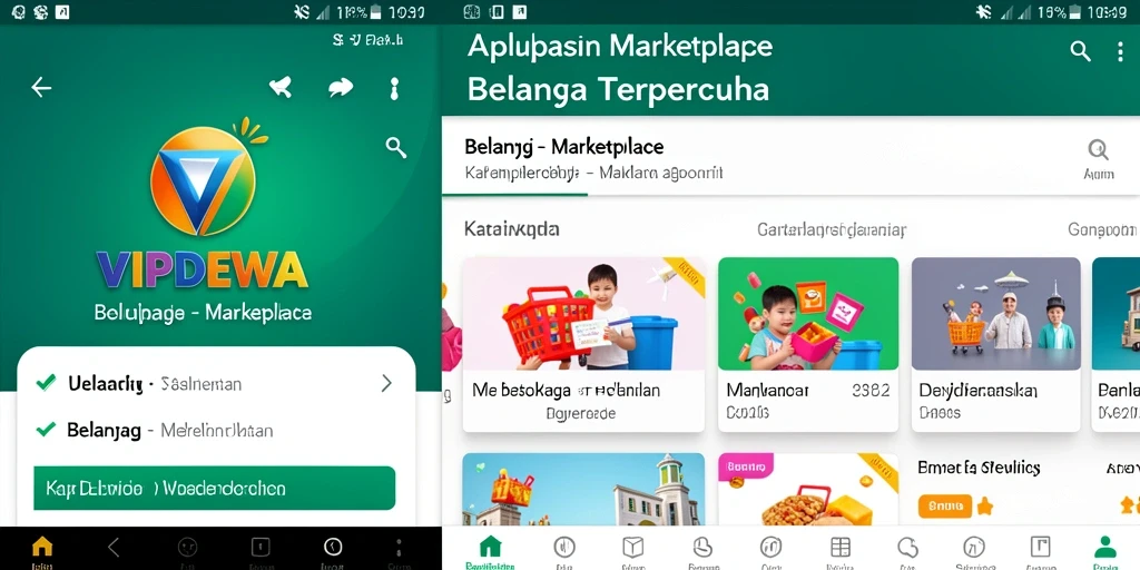 Tampilan utama aplikasi VIPDEWA dengan berbagai produk menarik.